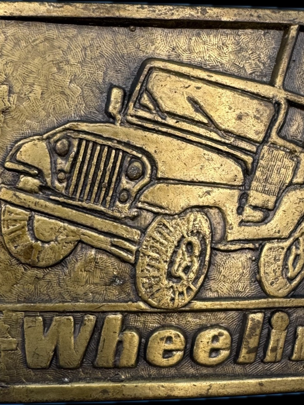 4-Wheeling Offroad Jeep Vintage Brass Belt Buckle